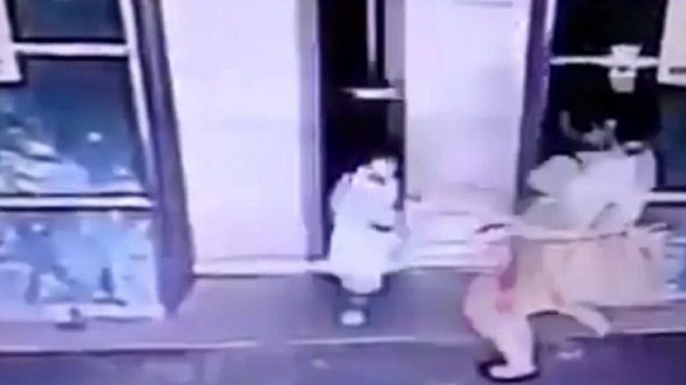 Shmang tragjedinë: Nëna i shpëton jetën vajzës së vet, duke e goditur me shkelm (Video, +16)