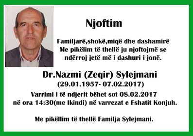 Ndërron jetë Nazmi (Zeqir) Sylejmani nga fshati Konjuh