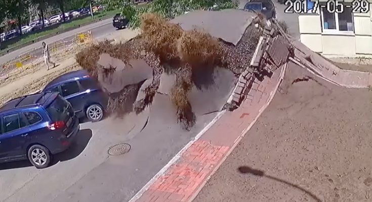 Shpërthim spektakolar i tubave të ujit nga nëntoka (VIDEO)