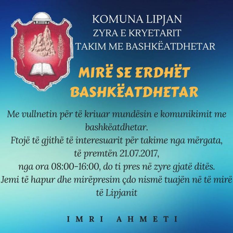 Kryetari Ahmeti të premtën do të rezervojë kohën për pritjen e bashkëatdhetarëve
