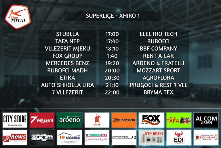 Sonte SuperLiga,BBF pret Vllezerit Mjeku,Shotani luan ndaj Fox Group