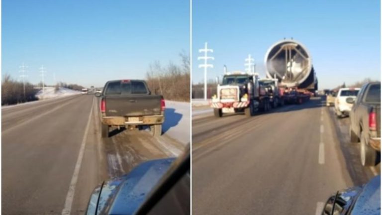 Dhjetëra kamionë të veçantë transportojnë gypin 800 tonësh dhe 96 metra të gjatë, krijohen kolona të gjata (Video)