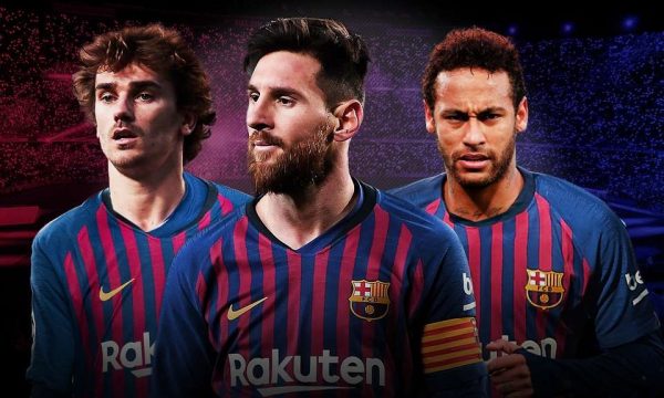 Formacioni i frikshëm i Barcelonës me Neymar, Messi, Suarez e Griezmann