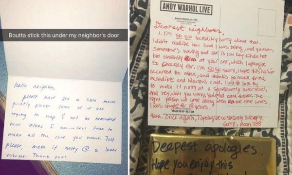 Studentja u shkruan letër komshinjve të zhurmshëm në marrëdhenie, ja çfarë përgjigje merr