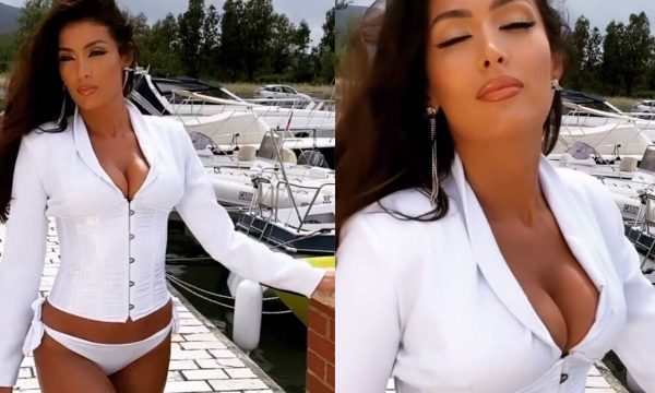 Nora merr krejt vëmendjen, shfaqet me të brendshme gjatë xhirimeve