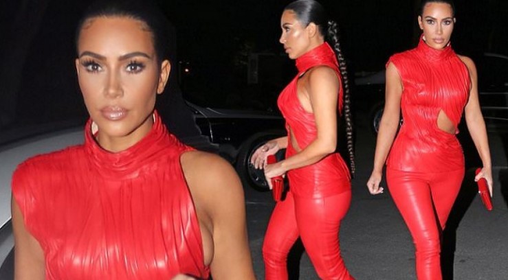 E veshur në të kuqe, Kim Kardashian bën të gjithë ta kthejnë kokën nga ajo në rrugë