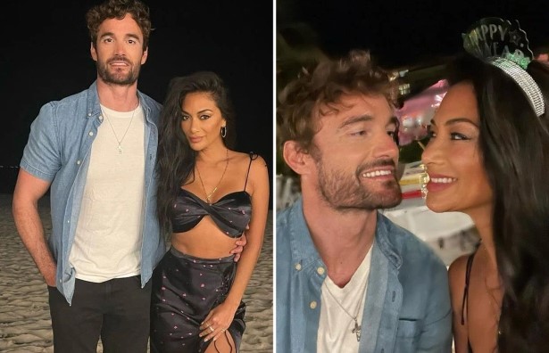 Nicole Scherzinger dhe Thom Evans festuan në një plazh ekzotik