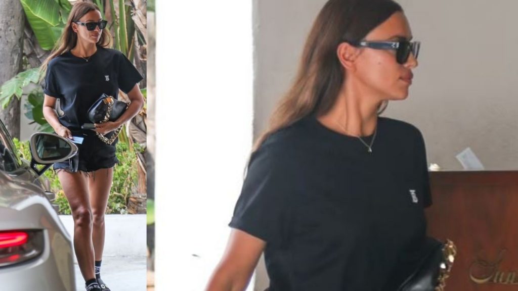 Irina Shayk vë në pah këmbët joshëse me veshje të shkurt derisa hyn me shpejtësi në hotel