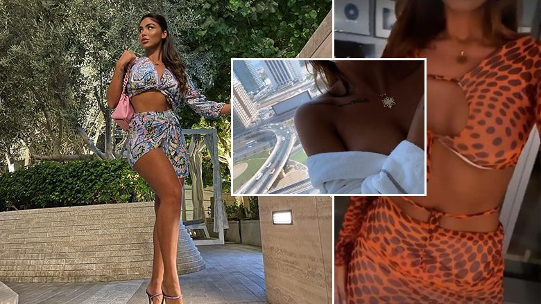 Me panoramë nga Dubai e varësen e artë me simbol shqiponje, Arta Nitaj përshëndet fansat me imazhe atraktive në rrjetet sociale