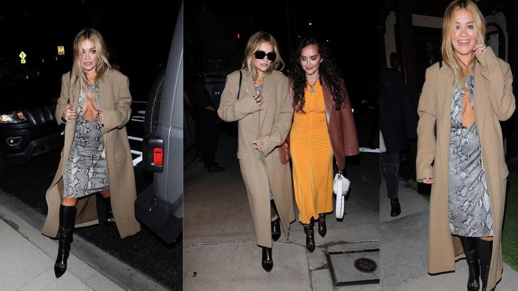 Rita Ora del pa reçipeta dhe fustan me dekolte të hapur derisa shkon në ditëlindjen e motrës