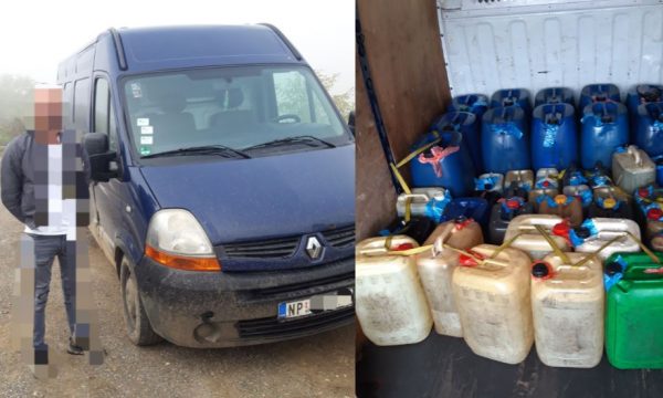 Policia kufitare ndalon një person, në furgon i gjetën 1 mijë e 300 litra derivate