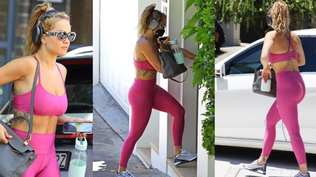 Rita Ora tregon figurën e saj dhe barkun e tonifikuar me veshje sportive rozë