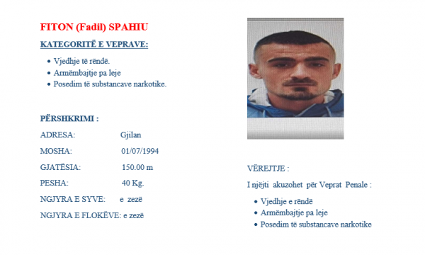 Policia e shpallë në kërkim të riun nga Gjilani, dyshohet për tri vepra penale