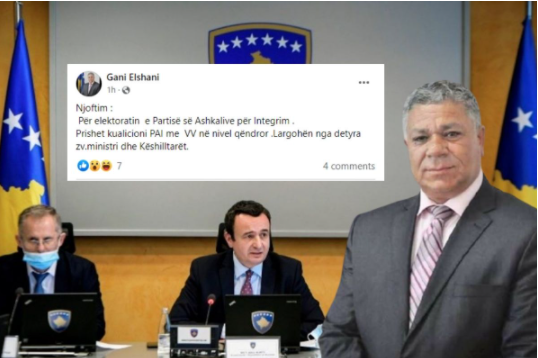 Gani Elshani i PAI-së i bie pishman, e fshin statusin për prishje të koalicionit me VV-në