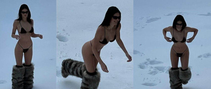 Motra e Kim Kardashian sfidon të ftohtin, Kendall shfaqet me bikini në mes të borës