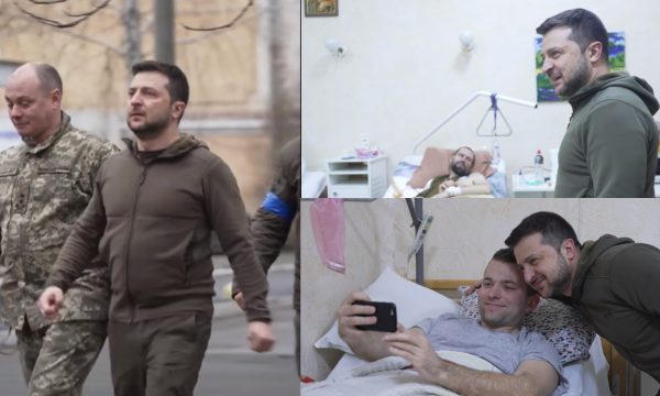 Zelenskiy shkon në spital për t’i vizituar ushtarët e plagosur