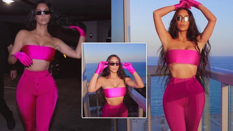 Kim Kardashian shfaqet atraktive e veshur e tëra në rozë – thekson linjat trupore në imazhet e reja nga Miami