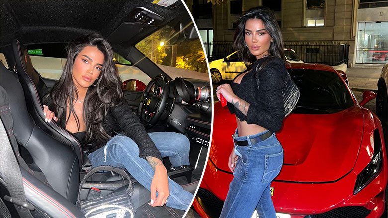 Morena Taraku ndan me ndjekësit poza atraktive pranë një “Ferrari”