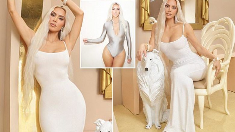 Kim Kardashian thekson linjat trupore në një fotosesion për markën “SKIMS”