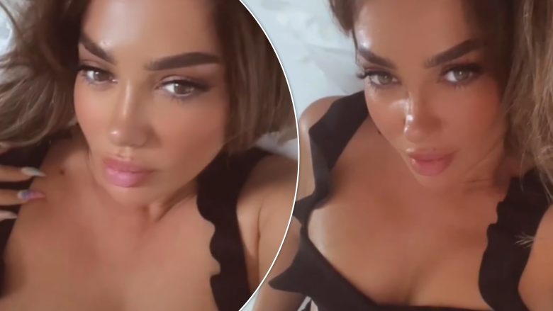 Arjola Demiri poston video nga shtrati, duket provokuese e veshur në të zeza