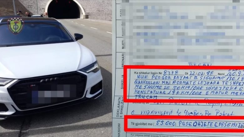 Voziti rreth 200 km/h në tunelin e Kalimashit, dënohet me afro 500 euro qytetari nga Kosova
