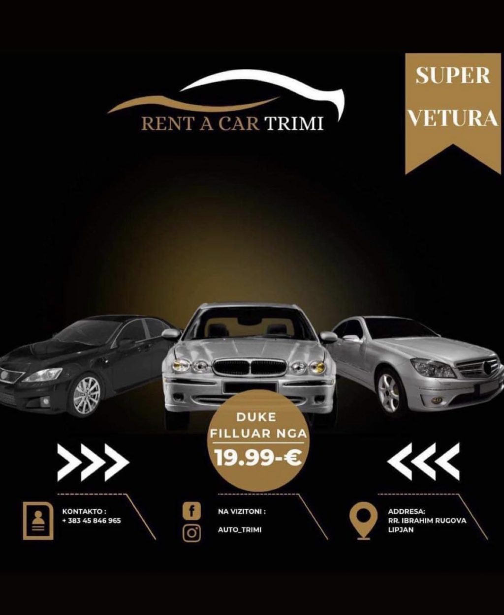 Rezervo veturen për pushimet e tuaja, Rent a Car Trimi Lipjan