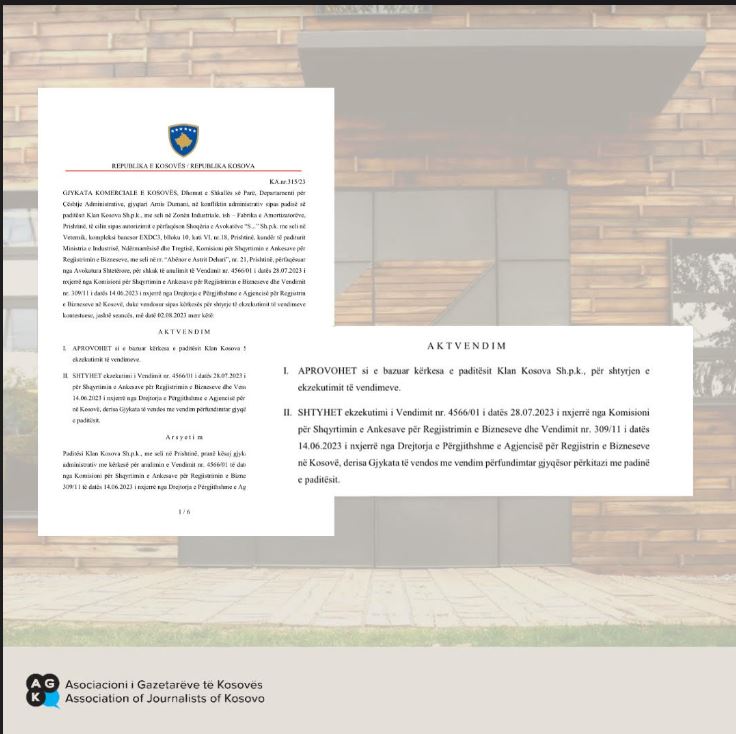 AGK-ja mirëpret vendimin e Gjykatës Komerciale në favor të Klan Kosovës