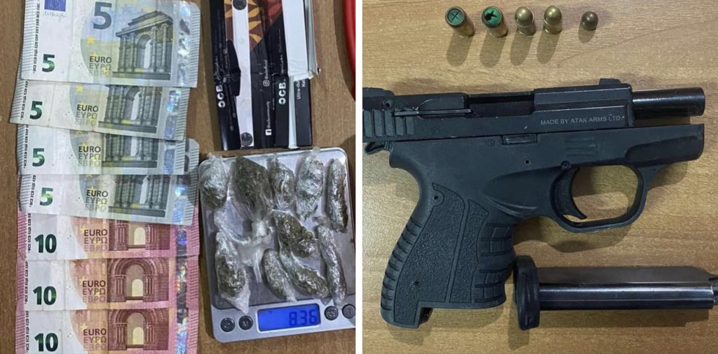 Arrestohen dy persona në Lipjan, sekuestrohet një armë dhe substanca narkotike