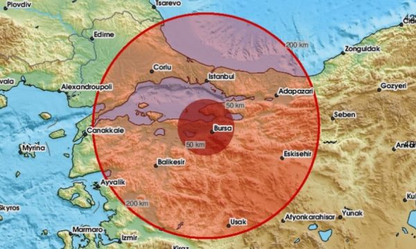 Bursa e Turqisë goditet nga një tërmet 5.1 ballë, u ndje edhe në Stamboll
