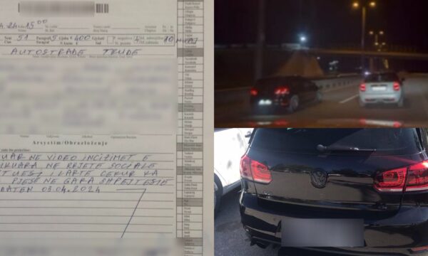 Gara ilegale me veturë në autostradë, Policia e ndëshkon me 400 euro gjobë shoferin, i ndalohet ngasja për 10 muaj