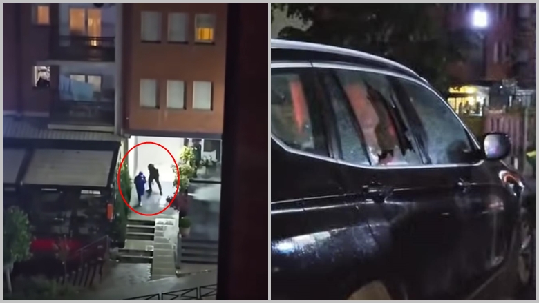 Pamje nga të shtënat me armë zjarri në mesnatë afër rrugës B, plumbat kanë dëmtuar edhe disa vetura